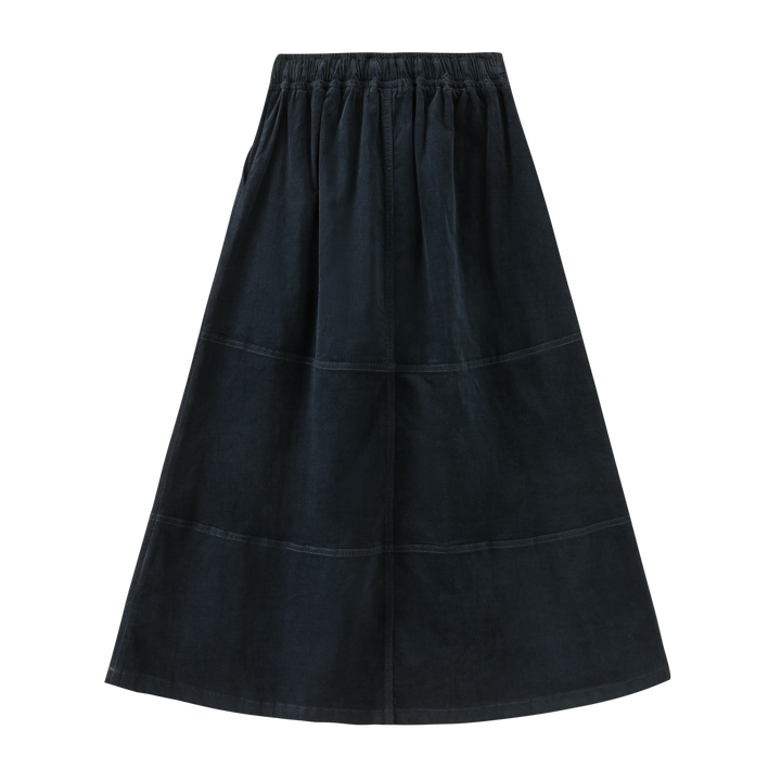 CORDUROY SKIRT WITH TIE-NAVY