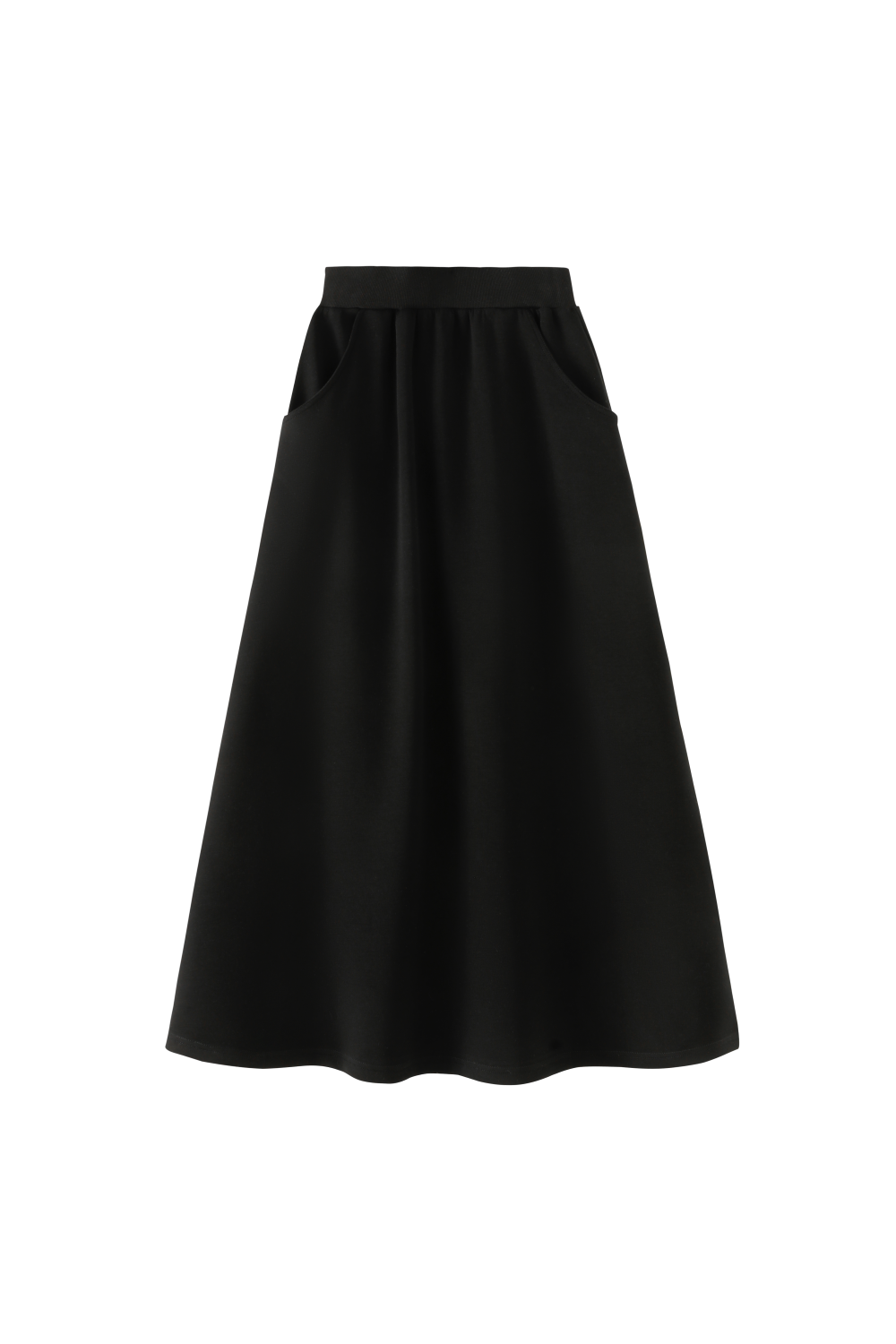MIDI SKIRT WITH SIDE POCKETS-BLACK