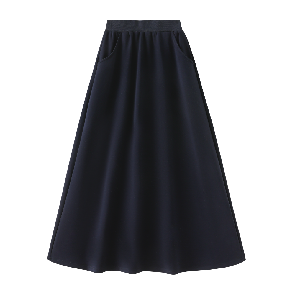 PONTE SKIRT WITH POCKETS-NAVY