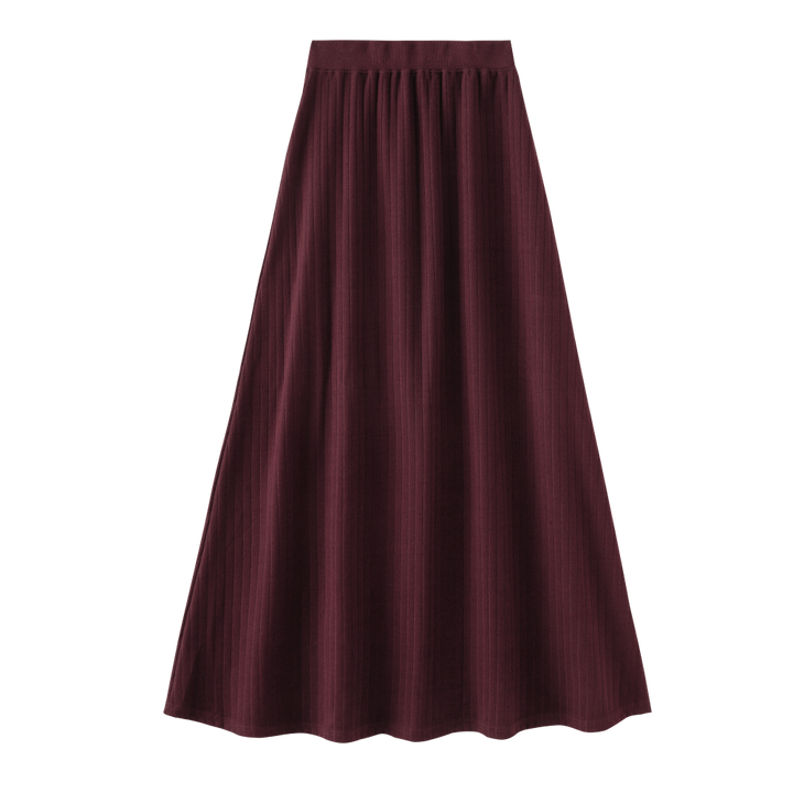 RIBBED MAXI SKIRT-BURGUNDY