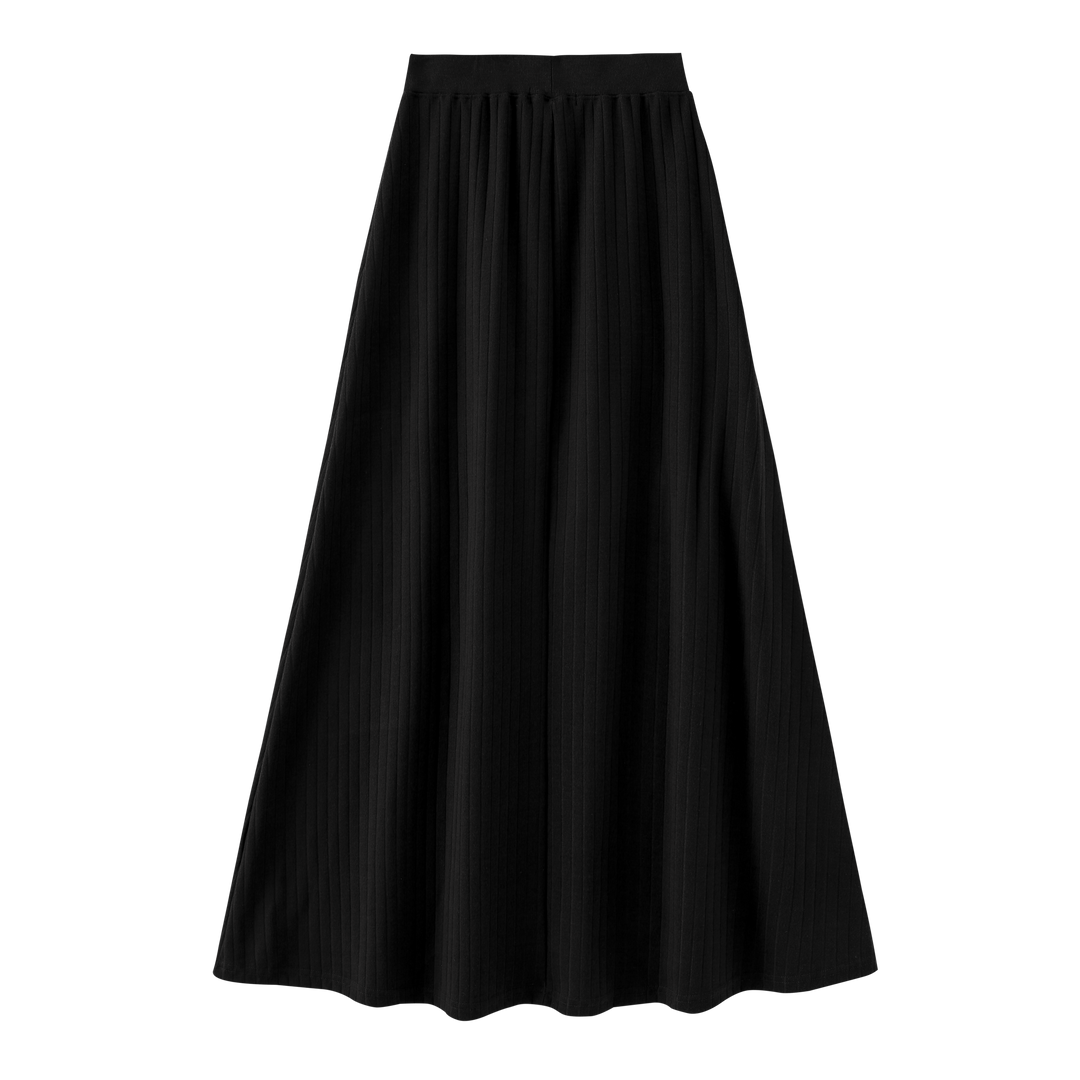 RIBBED MAXI SKIRT-BLACK