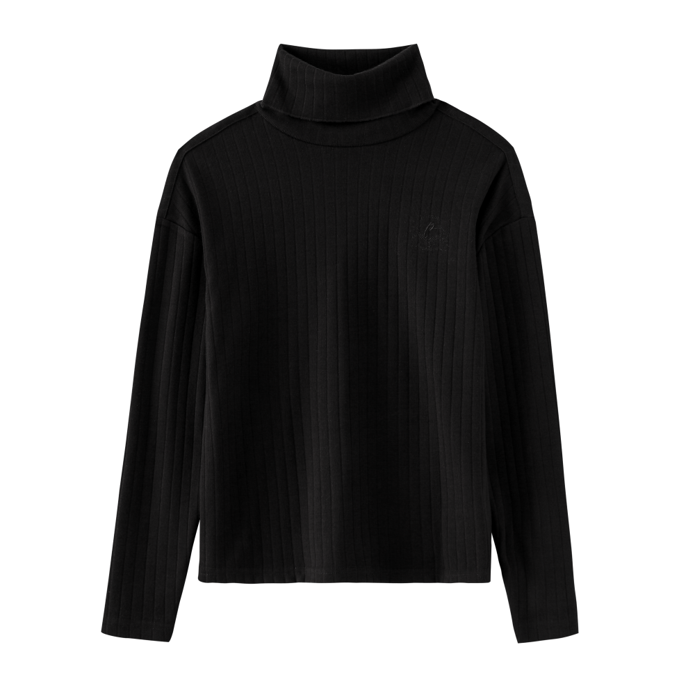 TEENS RIBBED TURTLENECK-BLACK