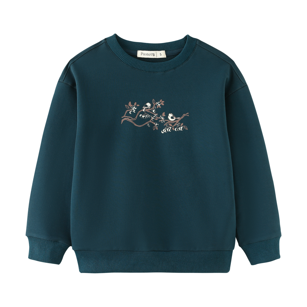 BIRD PRINT SWEATSHIRT-TEAL