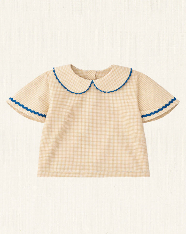 LPSS26020 FLORBELA PETER PAN COLLAR SHIRT - VICHY YELLOW
