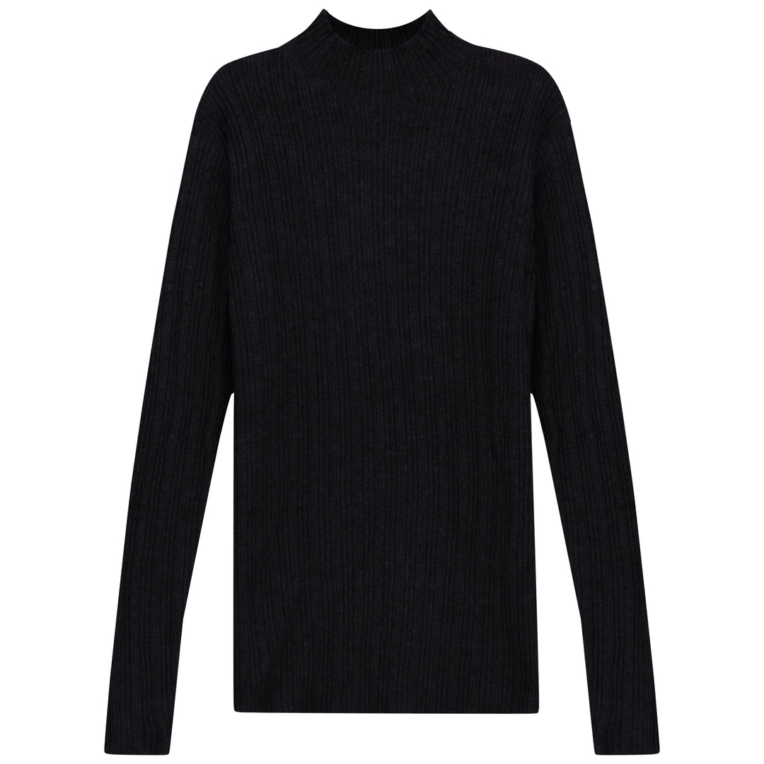 G730-RIBBED MOCK NECK-BLACK