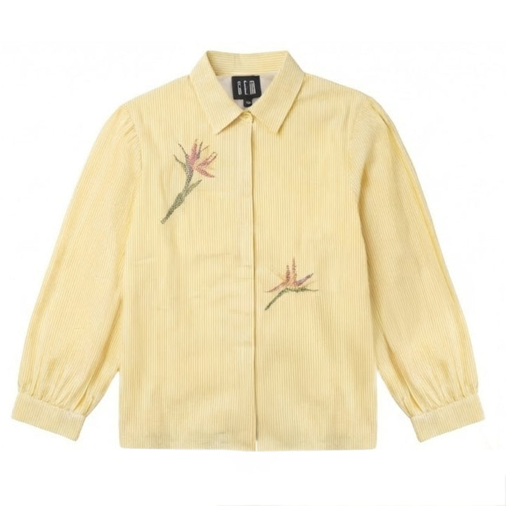 G822 EMBELLISHED PRINTED DETAIL SHIRT AND SKIRT SET-YELLOW