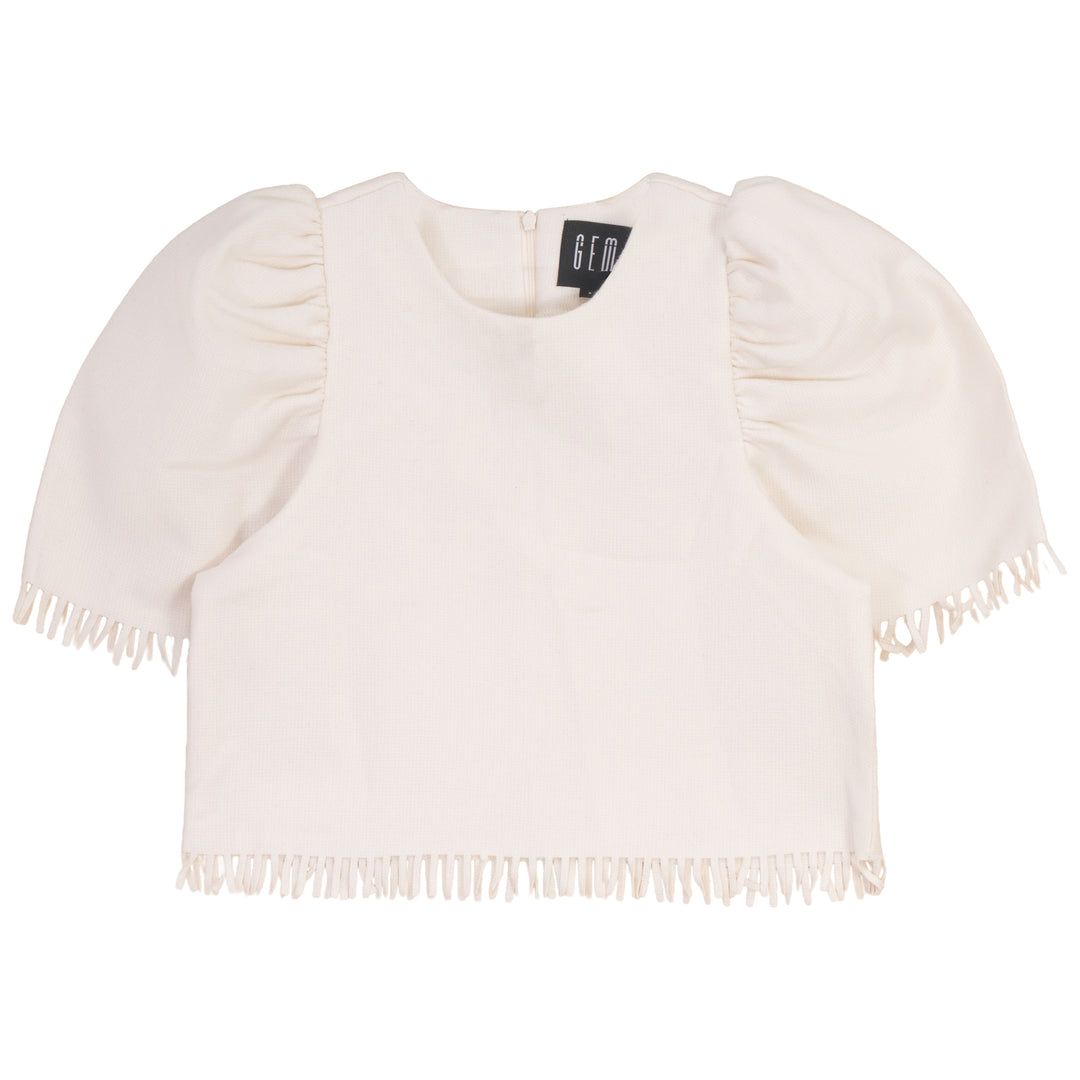 G928 FRINGE DETAIL SET-CREAM