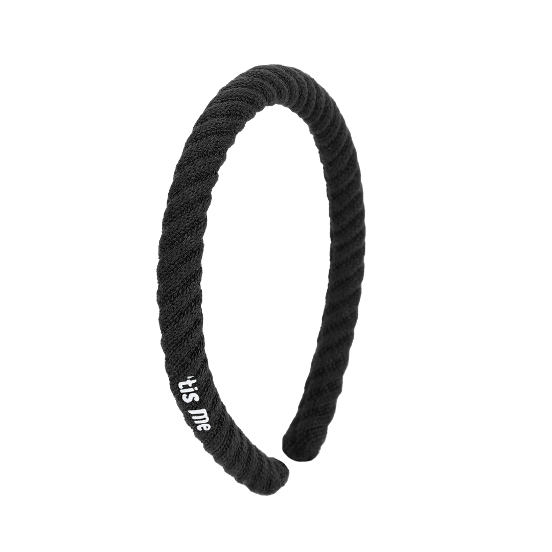 RIBBED 1/4 INCH HARD HEADBAND-Black