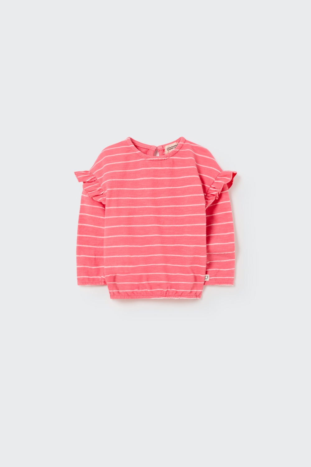 GRETA304S5-ORGANIC WIDE STRIPES CREPE BABY SWEATSHIRT-confetti pink