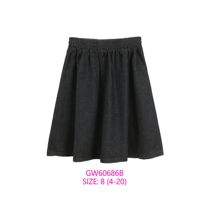 GW60686B-BLACK DENIM SKIRT