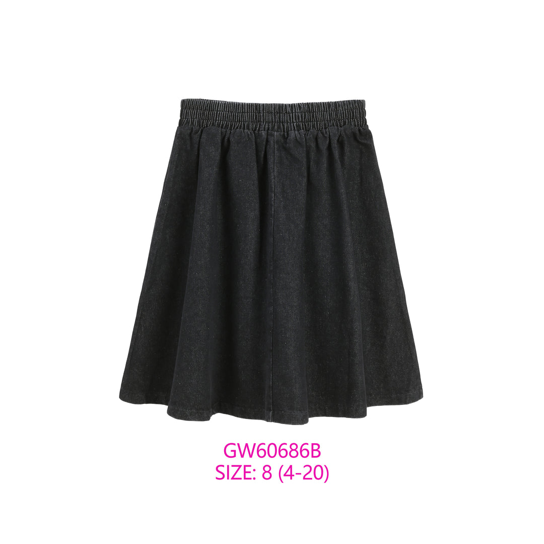 GW60686B-BLACK DENIM SKIRT