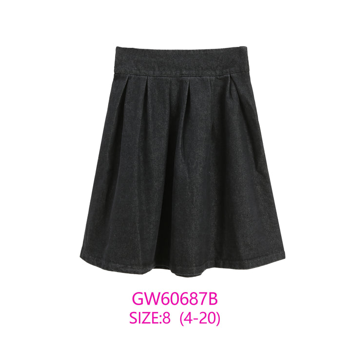 GW60687B-BLACK DENIM SKIRT