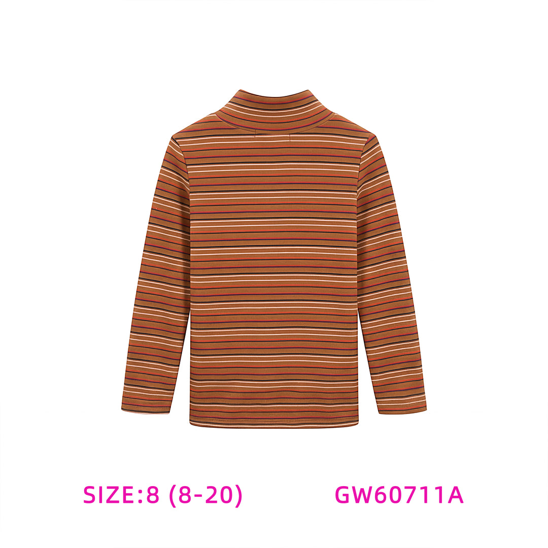 GW60711A-ORANGE STRIPE TURTLENECK