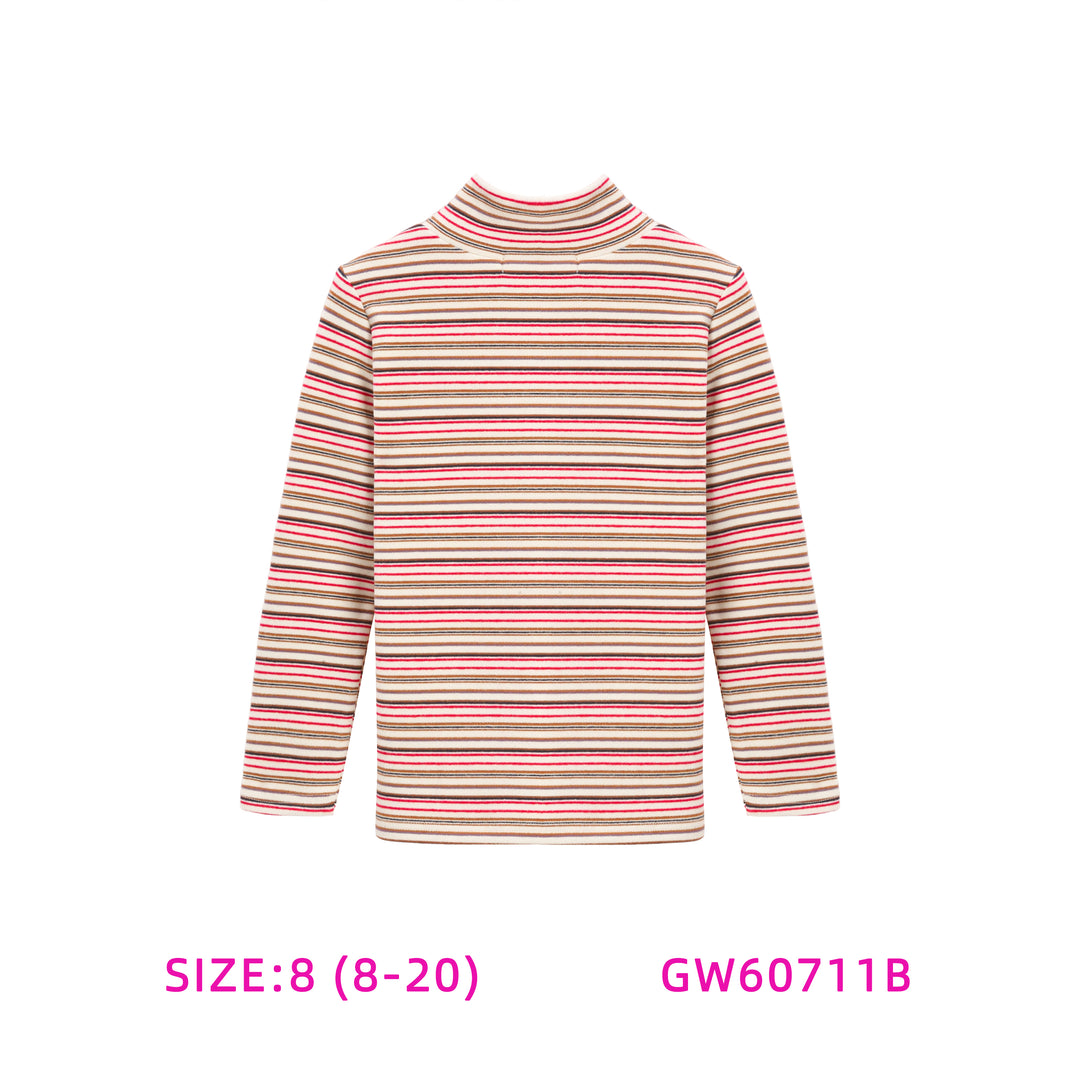 GW60711B-PINK STRIPE TURTLENECK