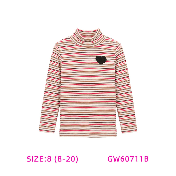 GW60711B-PINK STRIPE TURTLENECK