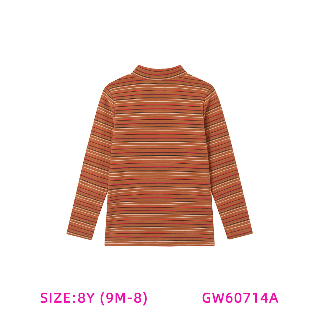 GW60714A-ORANGE STRIPED TURTLENECK WITH STAR