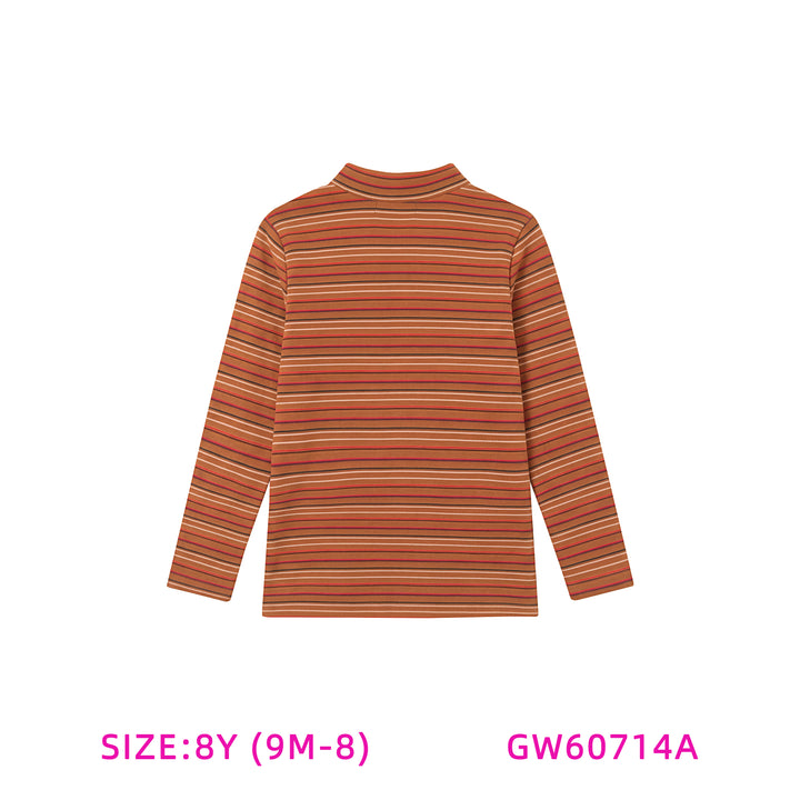 GW60714A-ORANGE STRIPED TURTLENECK WITH STAR