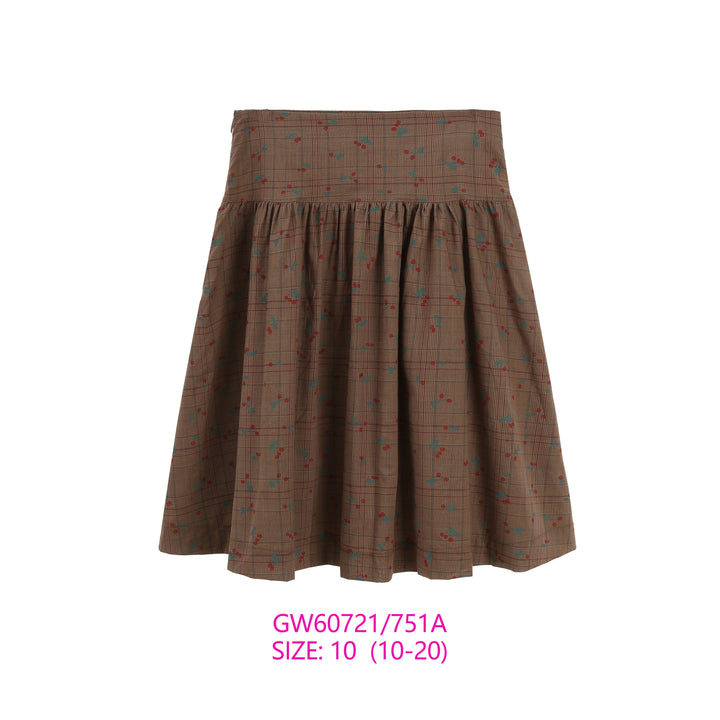 GW60721/751A SET-BROWN PLAID SKIRT/SWEATER SET