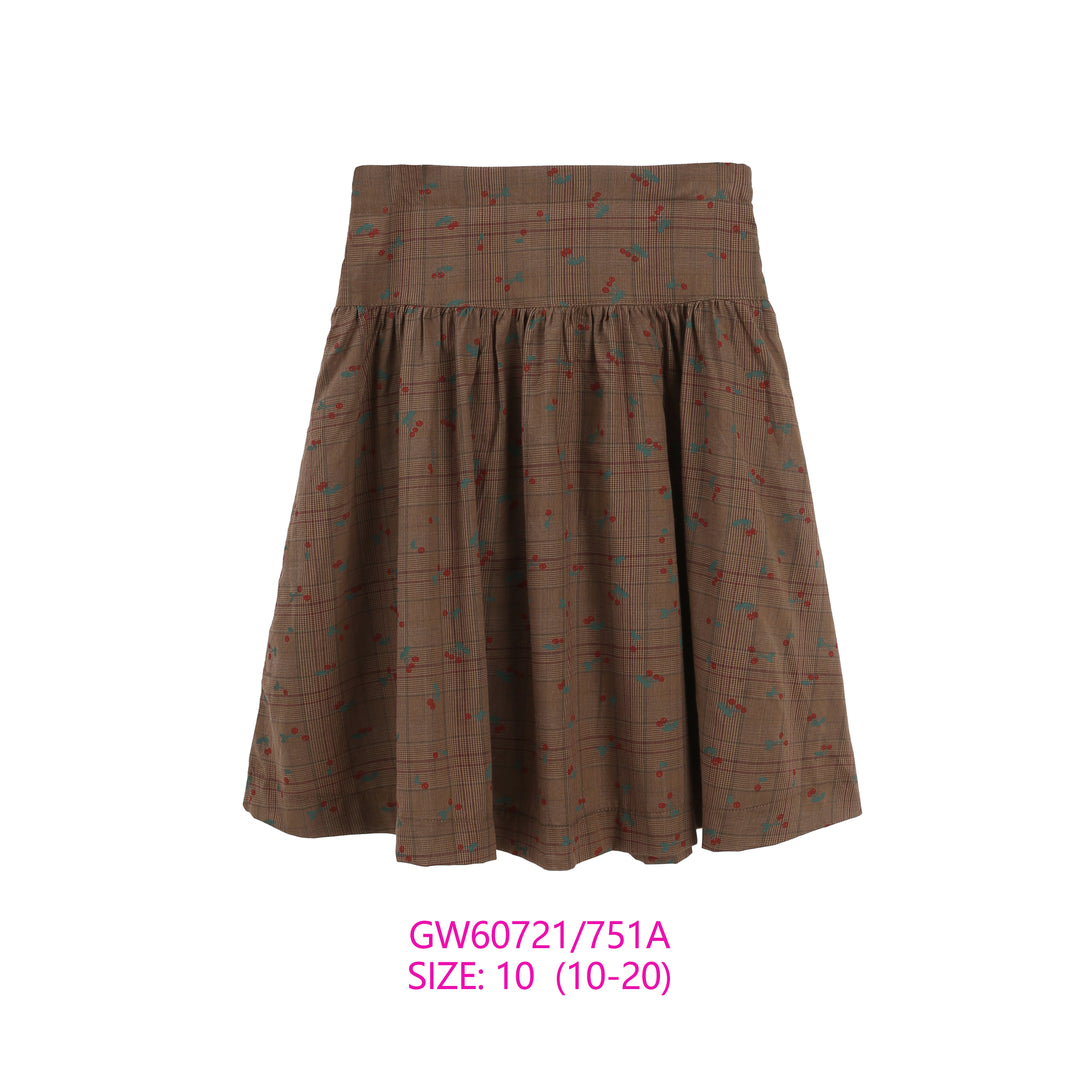 GW60721/751A SET-BROWN PLAID SKIRT/SWEATER SET