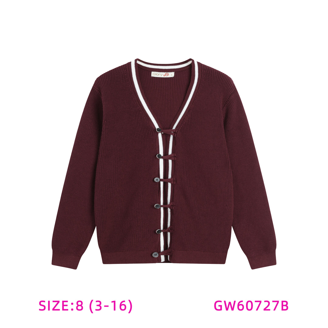 GW60727B-BURGUNDY WITH WHITE TRIM SWEATER
