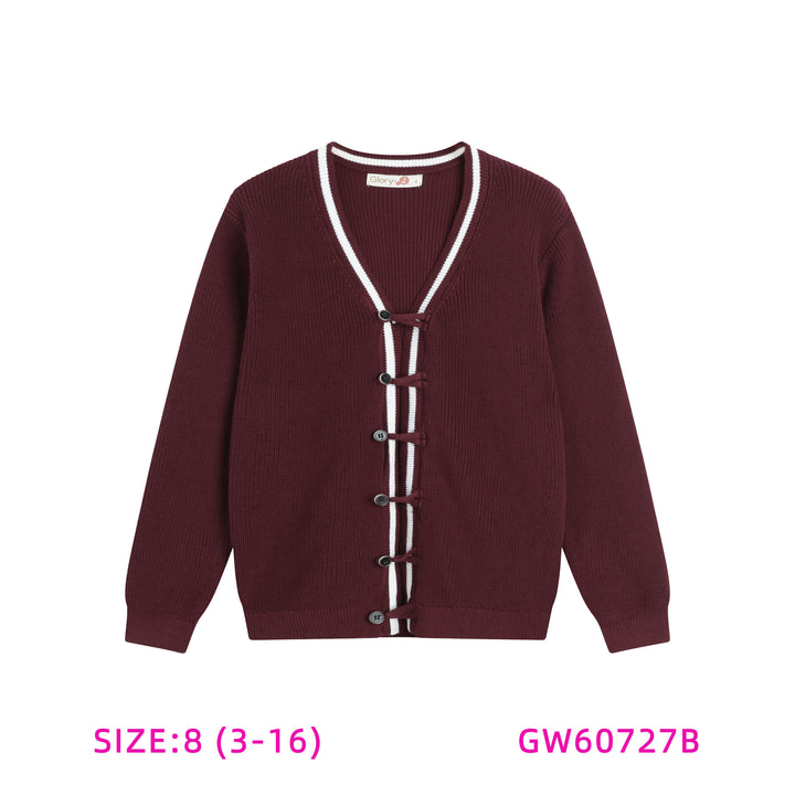 GW60727B-BURGUNDY WITH WHITE TRIM SWEATER