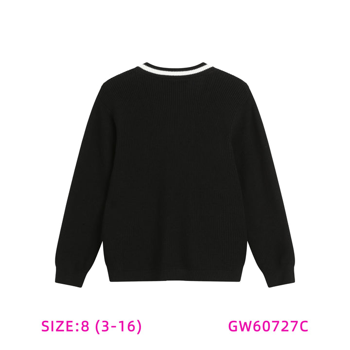 GW60727C-BLACK WITH TRIM SWEATER