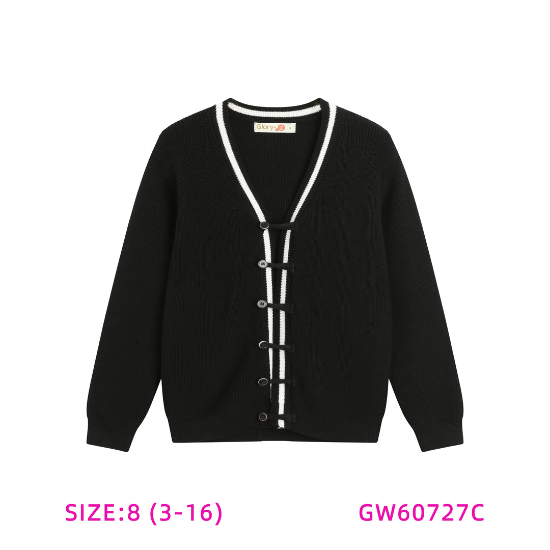 GW60727C-BLACK WITH TRIM SWEATER
