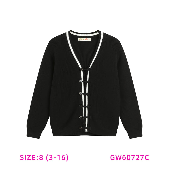 GW60727C-BLACK WITH TRIM SWEATER