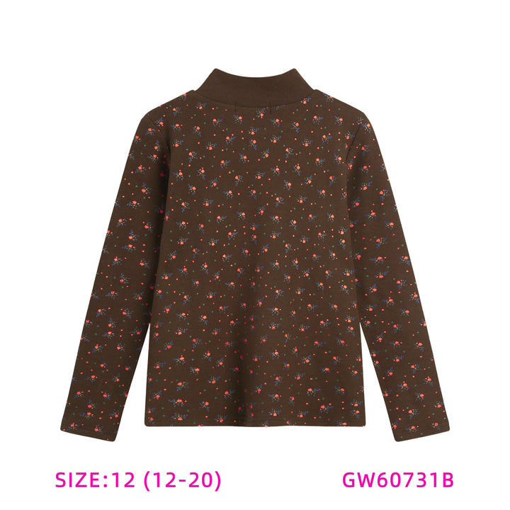 GW60731B-BROWN FLORAL TOP