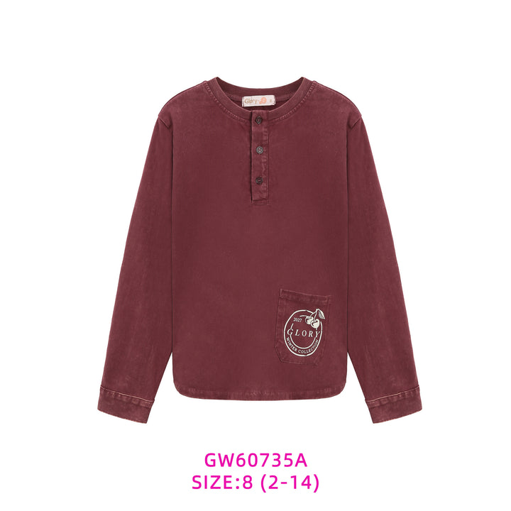 60735A-BOYS BURGUNDY POCKET T-SHIRT