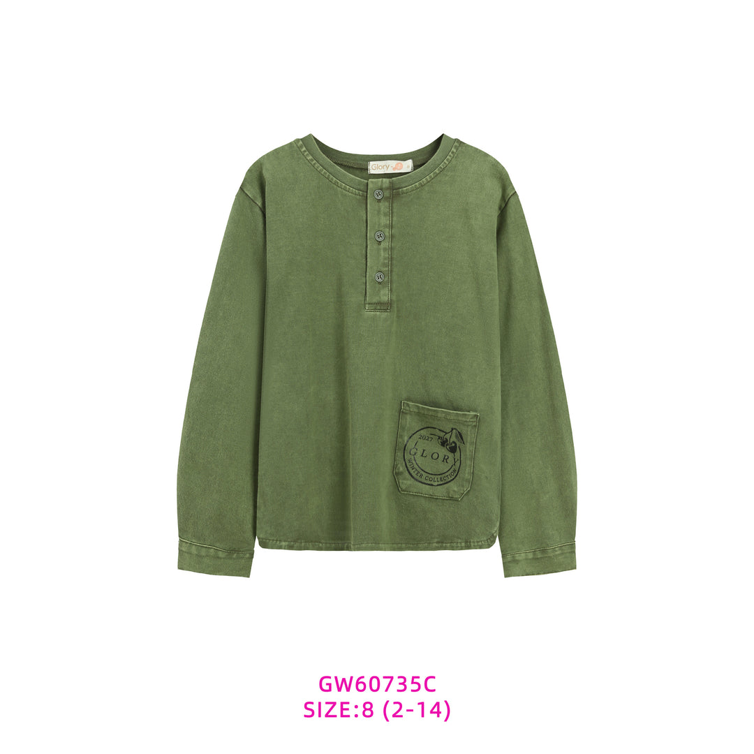 GW60735C-GREEN POCKET T-SHIRT