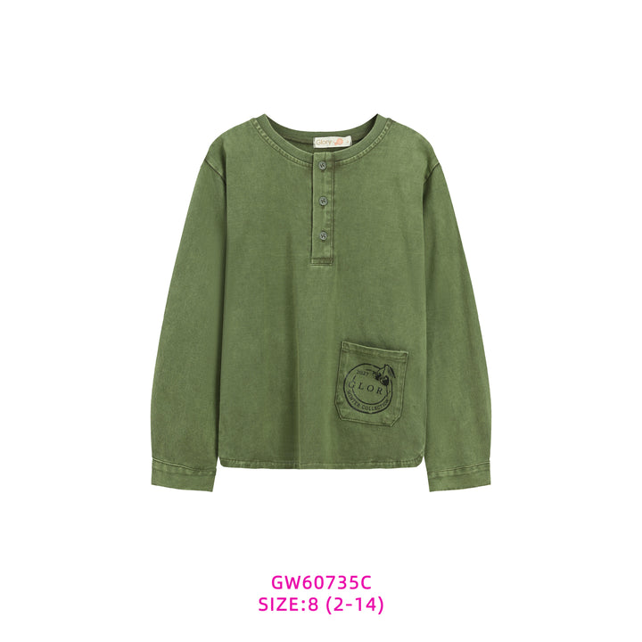 60735C-BOYS GREEN POCKET T-SHIRT