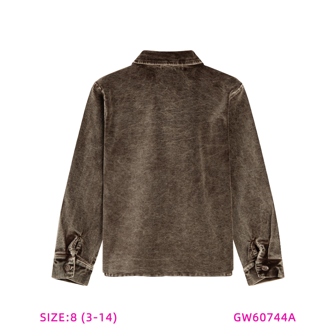 60744A-BOYS BROWN CORDUROY SHIRT
