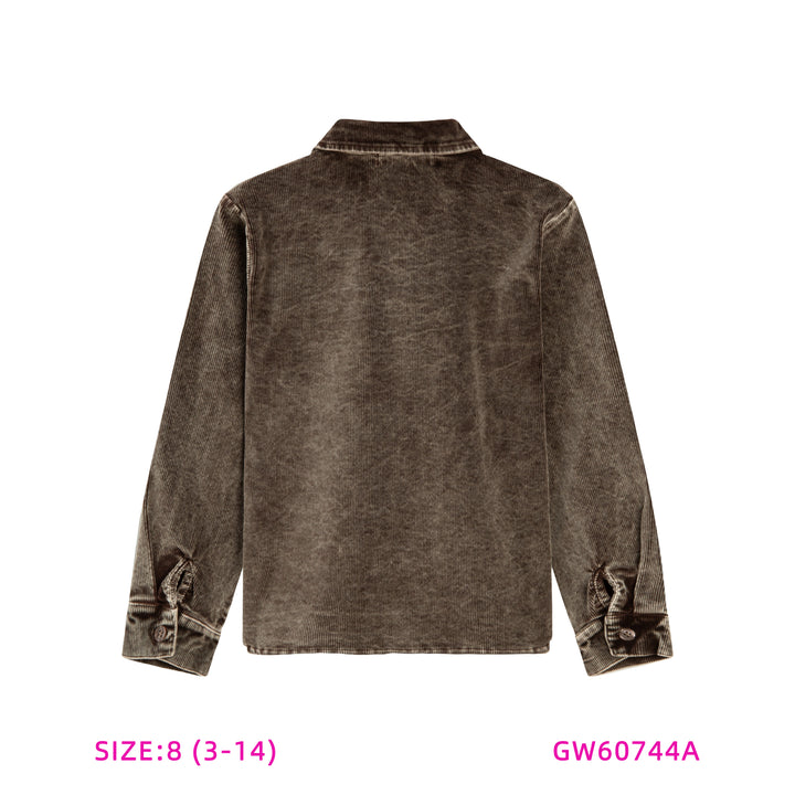 60744A-BOYS BROWN CORDUROY SHIRT