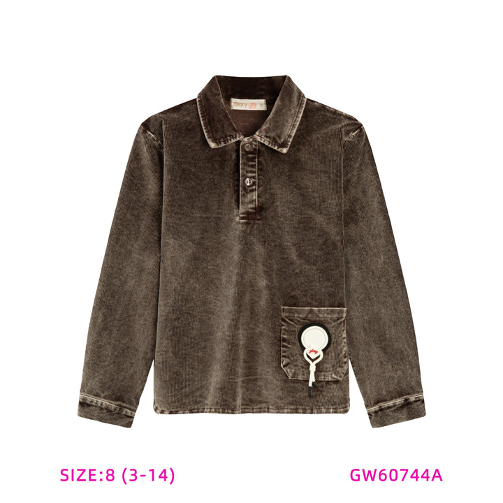 60744A-BOYS BROWN CORDUROY SHIRT