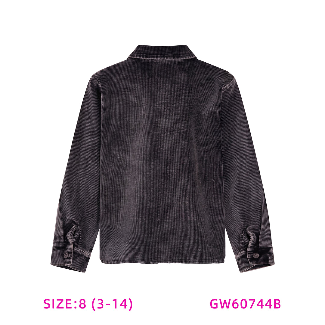 60744B-BOYS CHARCOAL CORDUROY SHIRT