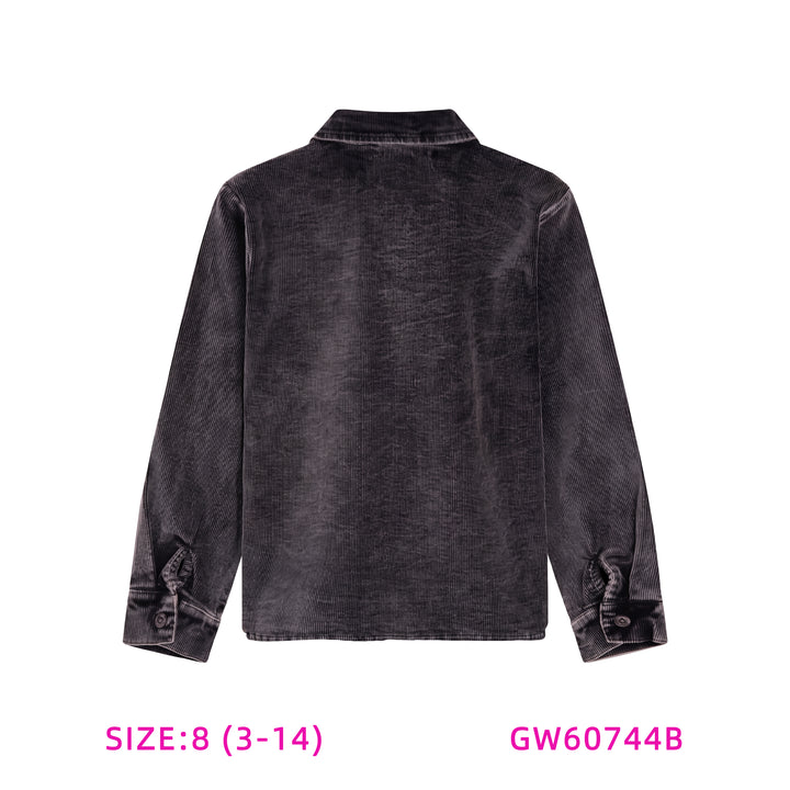 60744B-BOYS CHARCOAL CORDUROY SHIRT