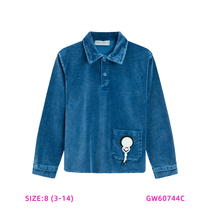 60744C-BOYS BLUE CORDUROY SHIRT