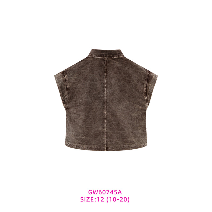 60745A-GIRLS CORDUROY TAN TOP