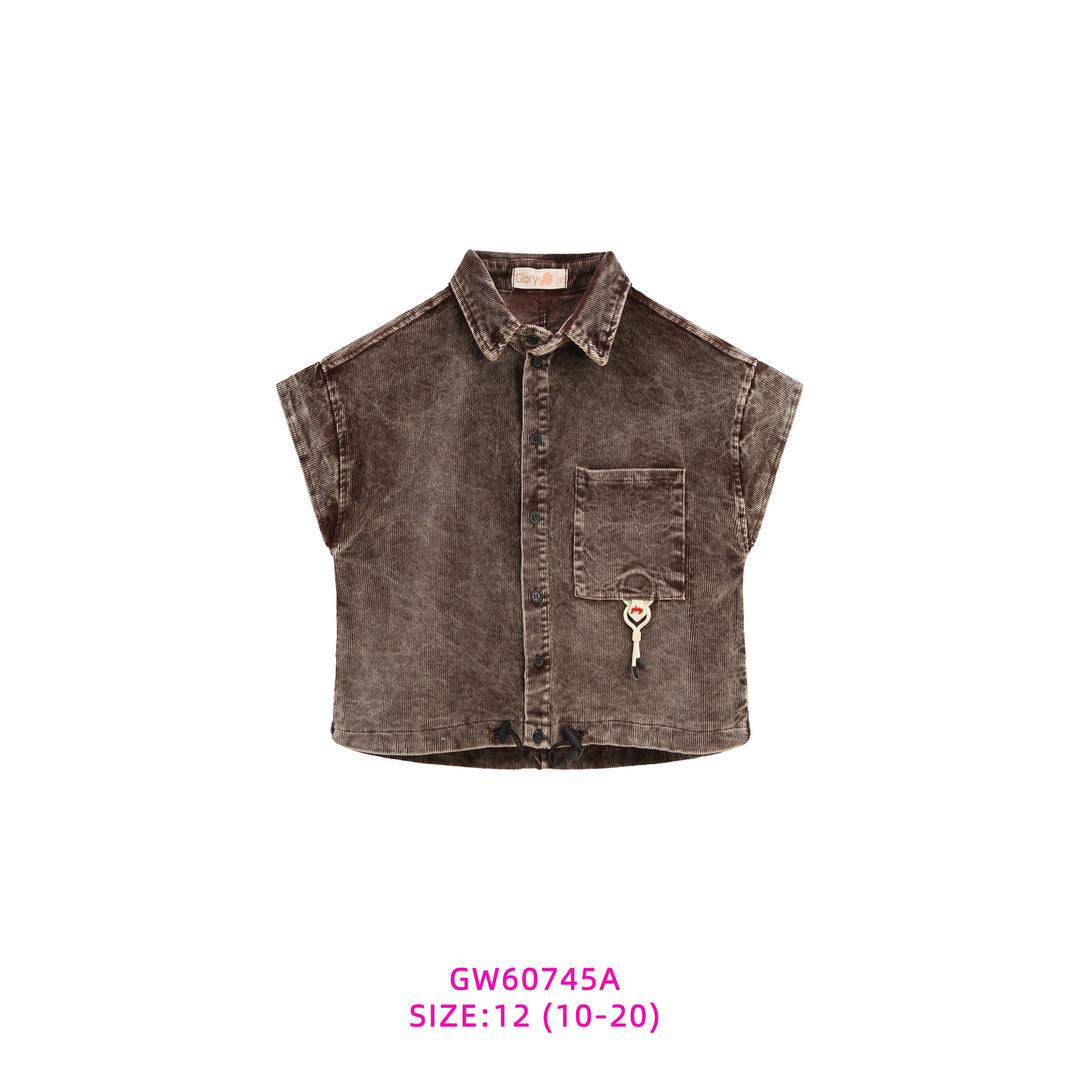 60745A-GIRLS CORDUROY TAN TOP