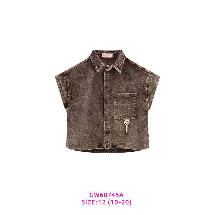 60745A-GIRLS CORDUROY TAN TOP