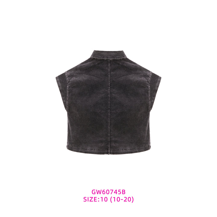 60745B-GIRLS CORDUROY CHARCOAL TOP