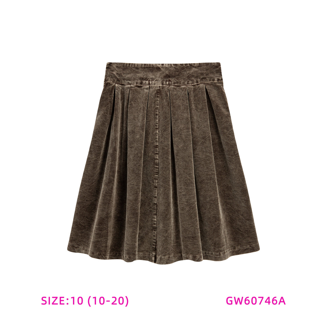 60746A-GIRLS CORDUROY TAN SKIRT