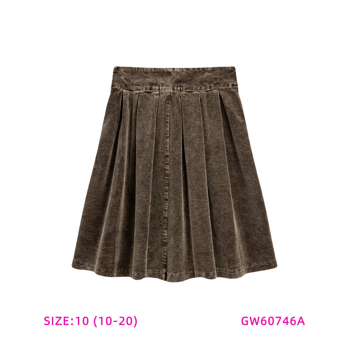 60746A-GIRLS CORDUROY TAN SKIRT