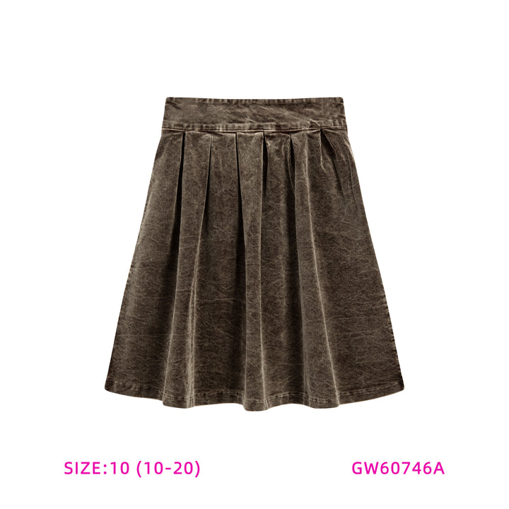 60746A-GIRLS CORDUROY TAN SKIRT