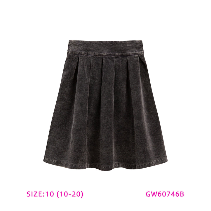 60746B-GIRLS CORDUROY CHARCOAL SKIRT