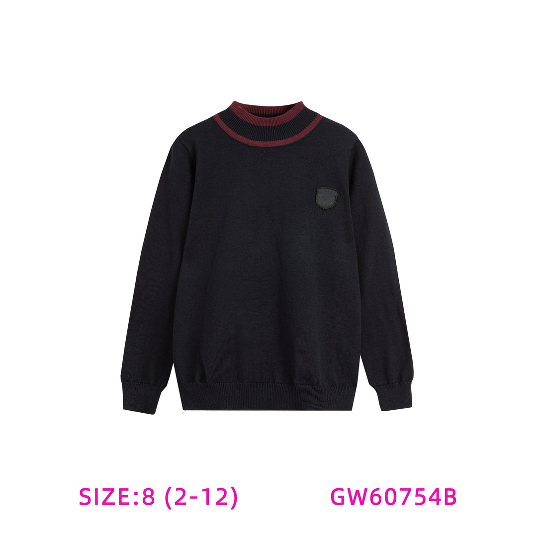 GW60754B-BOYS CONTRAST NECK SWEATER
