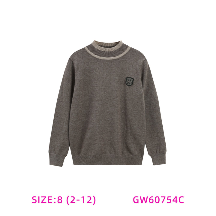 GW60754C-BOYS CONTRAST NECK SWEATER