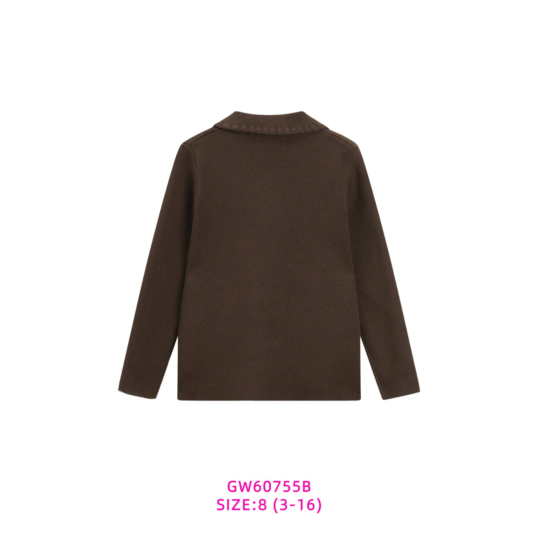 GW60755B-BROWN KNIT BLAZER