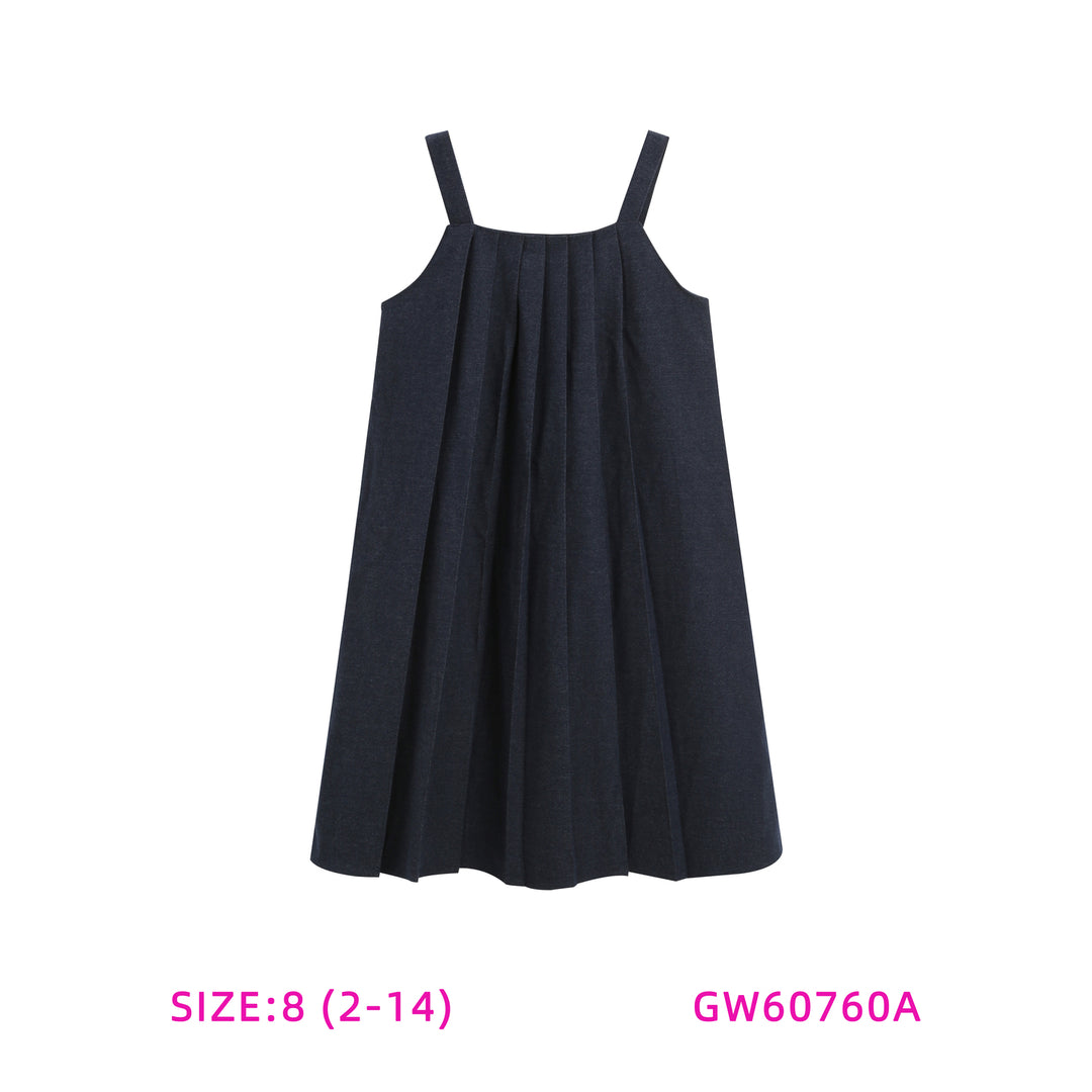 GW60760A-NAVY PLEATED JUMPER